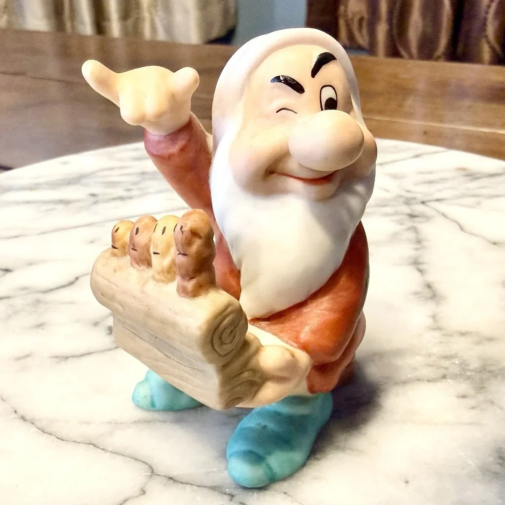 5pc VTG 90s Disney Snow White Seven Dwarfs Music Figurine Grumpy Happy Dopey Doc - Picture 8 of 11
